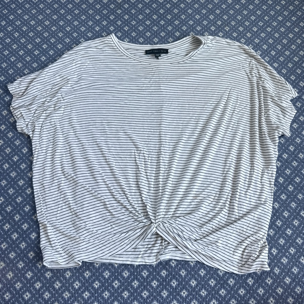 Joan Vass White and Black Striped Tee